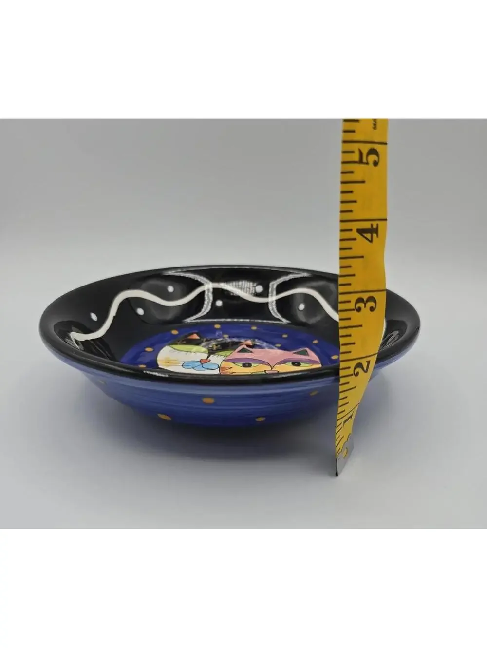 Vintage Milson & Louis Hand Painted Cat Bowl Signed Folk Art Pottery